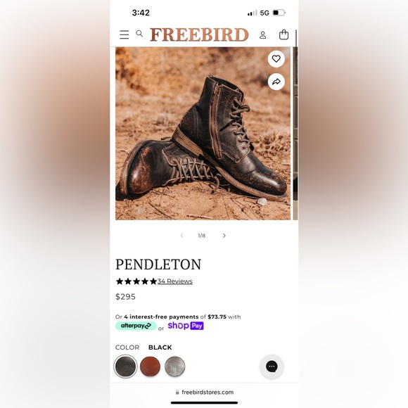 Freebird Black/Brown Pendleton Men’s Boot Size 10 - Picture 2 of 5